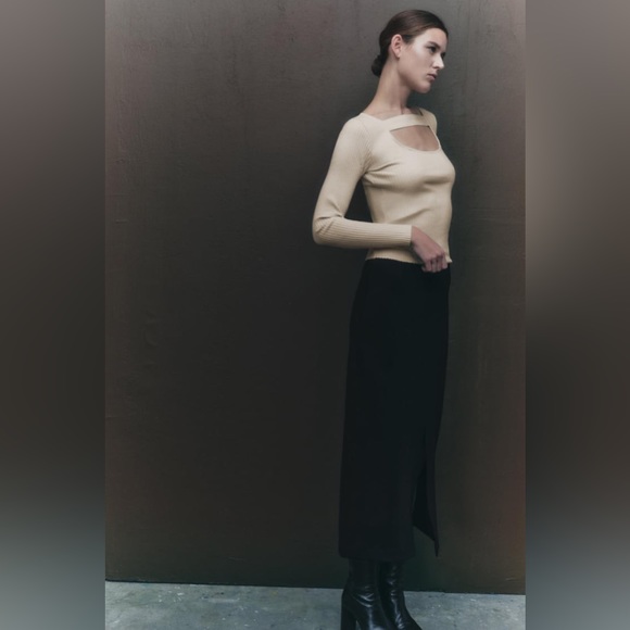 ZARA MIDI SKIRT WITH SIDE SLITS - Picture 4 of 9